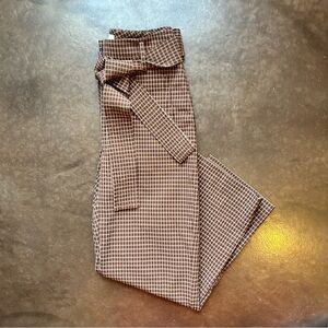 Aritzia Wilfred- Brown Plaid tie front pants- size 0